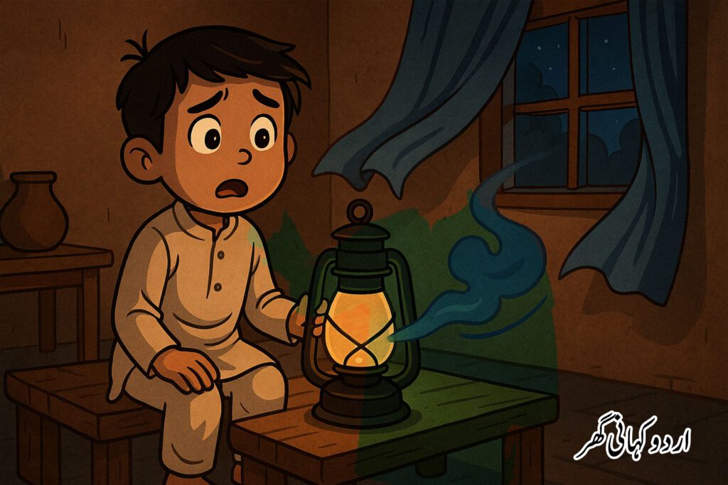 رات کو لالٹین بجھنے کا منظر
